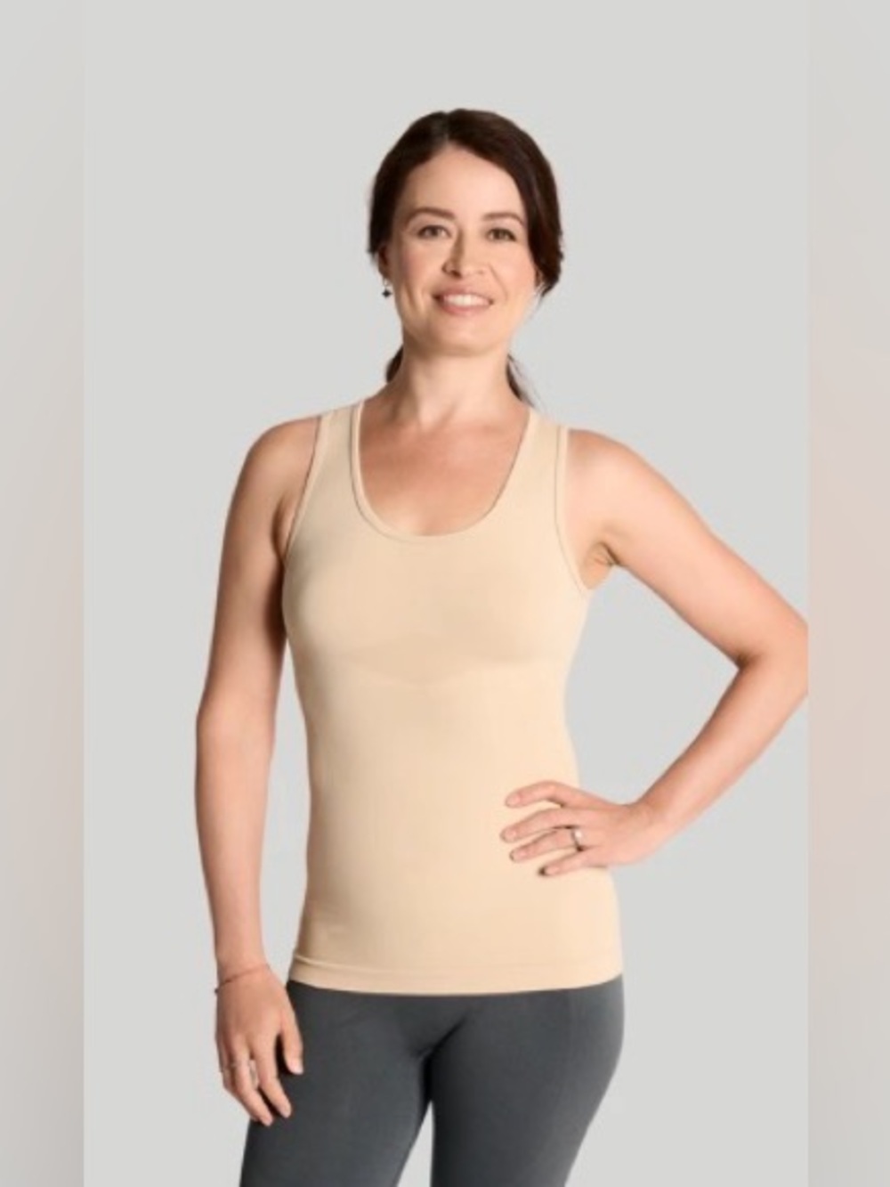 Shapermint Essentials Dig-Free Shaper Tank Top in Chai Color